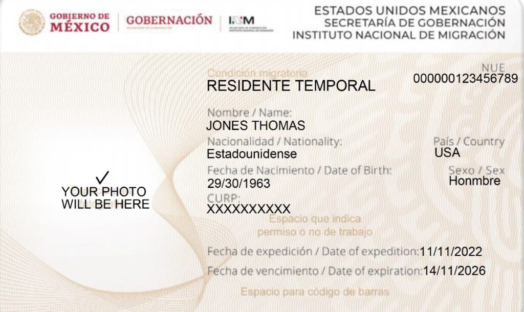 Temporary Mexico Residency Card